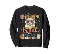 Retro Groovy Raccoon Teacher Survivor Y'all Were Feral Sweatshirt
