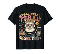 Retro Groovy Raccoon Teacher Survivor Y'all Were Feral T-Shirt