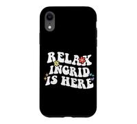 Retro Groovy Relax Ingrid is Here Nom Amusant pour la fête des mères Coque pour iPhone XR