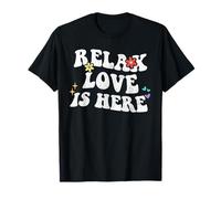 Rétro Groovy Relax Love is Here Funny Mother's Day Name T-Shirt