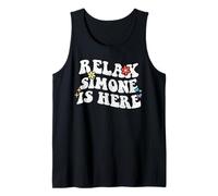 Retro Groovy Relax Simone is Here Nom Amusant pour la fête des mères Débardeur