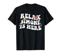 Retro Groovy Relax Simone is Here Nom Amusant pour la fête des mères T-Shirt