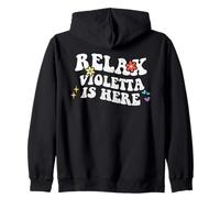 Retro Groovy Relax VIOLETTA Is Here Nom amusant pour la fête des mères Sweat à Capuche