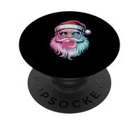 Retro Groovy Santa Claus Christmas Bubble Gum Girl Kid Xmas PopSockets PopGrip Adhésif