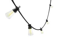 RÉTRO: Guirlande lumineuse extensible IP44, 15 mètres, 20 ampoules LED "filament", noir