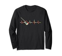 Retro Guitar Heartbeat Pulse Ekg Guitar Player Guitarist Manche Longue
