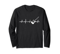 Retro Guitar Heartbeat Pulse Ekg Guitar Player Guitarist Manche Longue