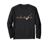 Retro Guitar Heartbeat Pulse Ekg Guitar Player Guitarist Manche Longue