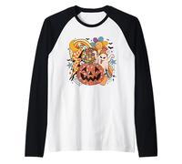 Rétro Halloween Fantôme Disco Citrouille Daisy Rainbow Groovy Fun Manche Raglan