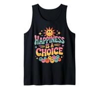 Retro Happiness is A Choice Citation Positive Sun Smile Face Débardeur