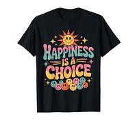 Retro Happiness is A Choice Citation Positive Sun Smile Face T-Shirt