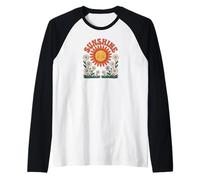 Retro Happy Day Smiling Flower Vintage Groovy 70s Manche Raglan