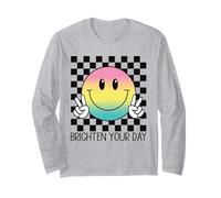 Rétro Happy Face Peace Cute Smile Face Brighten Your Day Fun Manche Longue