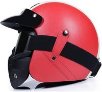 Rétro Harley Moto Demi Casque, 3/4 Face Ouverte Casques, Dot/ECE Approuvé, Croiseur Hachoir Scooter Jet Anti-Collision Casque de Moto, pour Adulte Hommes Femmes(D10,XL/61-62cm)