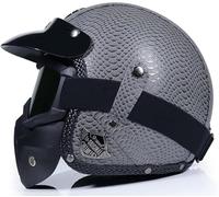 Rétro Harley Moto Demi Casque, 3/4 Face Ouverte Casques, Dot/ECE Approuvé, Croiseur Hachoir Scooter Jet Anti-Collision Casque de Moto, pour Adulte Hommes Femmes(D9,XXL/63-64cm)
