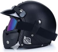 Rétro Harley Moto Demi Casque, 3/4 Face Ouverte Casques, Dot/ECE Approuvé, Croiseur Hachoir Scooter Jet Anti-Collision Casque de Moto, pour Adulte Hommes Femmes(D4,L/59-60cm)