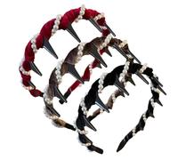 Retro High Skull Pearl Headband, Fluffy High Cranial Headband with Pearls, Elegant Wave Headbands for Women Elegant Daily Wear, Non Slip Hold (Style E)