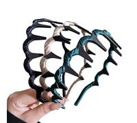 Retro High Skull Pearl Headband, Fluffy High Cranial Headband with Pearls, Elegant Wave Headbands for Women Elegant Daily Wear, Non Slip Hold (Style D)