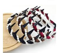 Retro High Skull Pearl Headband, Reversible Retro Fashion Tooth High Skull Headband, Non Slip Headbands for Women Trendy (#8-3 PCS)