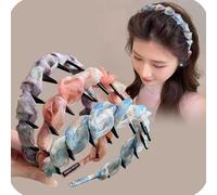 Retro High Skull Pearl Headband, Reversible Retro Fashion Tooth High Skull Headband, Non Slip Headbands for Women Trendy (#7-3 PCS)