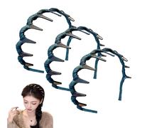 Retro High Skull Pearl Headband, Tooth Hair Comb Headband, Wave Headbands for Women (C*Green)