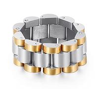 Rétro Hiphop Hommes Bande de Montre Lien Chaîne Anneau Acier Inoxydable Punk Rock Biker Doigt Hommes Femmes Anneaux de Mariage Mode Bijoux, Acier, Non,