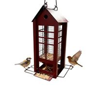 Retro House Shape Bird Feeder for Outdoor - Weatherproof Squirrel-Proof Hanging Bird Feeder | Garden Decorative Outdoor Feeders for Hummingbird Finch Sparrow Yard Patio Tree Park Use, 43x32x20cm Metal