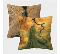 RéTro Housse Coussin 30x30 Lot de 2, Femme Taie Oreiller 30x30, Lin Housse de Coussin avec Fermeture Éclair Invisible, Carré Taie d'oreiller pour Extérieur Jardin Salon Décor Maison Cadeau 9-7412