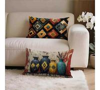 RéTro Housse Coussin 35x35 Lot de 2, Nordique Taie Oreiller 35x35, Velours Doux Housse de Coussin avec Fermeture Éclair Invisible, Carré Taie d'oreiller pour Extérieur Jardin Salon Décor Maison 8-m570