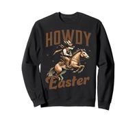 Rétro Howdy Lapin de Pâques Cheval Équitation Lapin Fermier Western Sweatshirt