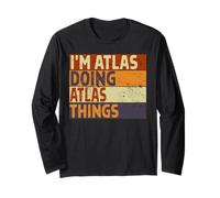 Rétro I'm Atlas Doing Atlas Things Funny Birthday Joke Manche Longue