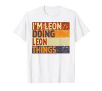Rétro I'm Leon Doing Leon Things Funny Birthday Joke T-Shirt Graphique avec Valeur, Homme, Blanc, L