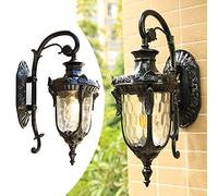 Rétro Imperméable À L'eau IP23 En Plein Air Applique, E27 Extérieure Murale Lumière, Aluminium Applique Murale, Étanche En Verre Lampe Murale, pour pavillon porche terrasse jardin allées (C)