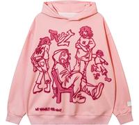 Rétro Imprimé Os à Capuche Graphique Y2k Mode Manches Longues Surdimensionné Fermeture Éclair Hip Hop Harajuku Anime Hoodie pour Hommes (Rose, S)
