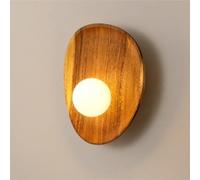 Retro Iron Art Glass Wall Lampe Japonais en Noyer Rond Clince Murale de Chambre à Coucher avec lumière Murale de Base G4 pour l'éclairage du Couloir d'entrée du Salon (style1)