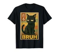 Retro Japanese Anime Manga Funny Cat Bruh T-Shirt