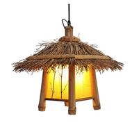 Retro Japanese Style Hanging Light Fixture Natural Pendant Lamp Pastoral Rustic Chandelier for Living Dining Room Bedroom Restaurant