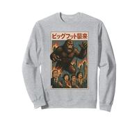 Rétro Japonais Bigfoot Attack Graphic Urban Monster Vintage Sweatshirt