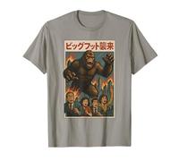 Rétro Japonais Bigfoot Attack Graphic Urban Monster Vintage T-Shirt