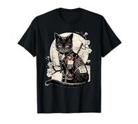 Rétro Japonais Samouraï Ninja Chat Kawaii Tatouage Graphique T-Shirt