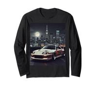 Rétro JDM Japonais Domestic Market Tokyo Skyline Night Scene Manche Longue