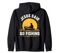 Rétro Jésus a dit d'aller à la pêche - Christian Fisherman Luke 5:14 Sweat à Capuche