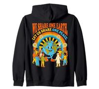 Rétro Jour de la Terre Signe de Paix Vintage Hippie Amoureux Sweat à Capuche