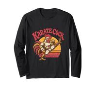 Rétro Karaté Cock Robot Coucher de Soleil Coq Arts Martiaux Fighter Manche Longue