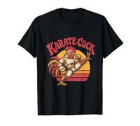 Rétro Karaté Cock Robot Coucher de Soleil Coq Arts Martiaux Fighter T-Shirt Graphique avec Valeur