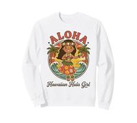 Retro Kawaii Hula Girl Aloha Tropical Beach Sunset Hawaï Sweatshirt