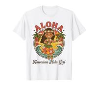 Retro Kawaii Hula Girl Aloha Tropical Beach Sunset Hawaï T-Shirt