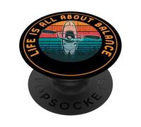 Rétro Kayak Life is All About Balance Vintage Sunset PopSockets PopGrip Adhésif