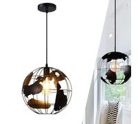 Rétro Lampe Suspension plafond Métal intérieur Industriel pendentif Suspensions Luminaires E27 Lustre globe créatif Lustre Terre pour Salon Chambre Hôtel restaurant bar salle à manger Couloir