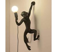 Rétro Lampes Murales Intérieure Créatif Singe Résine Applique Murale Industrielle Vintage Éclairage Mural Lampe de chevet Salon Luminaire E27 Base Pour Bar Salle À Manger Café Hôtels (noir,Applique)